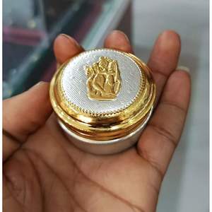 Sindoor <b>Box</b> Dibbi Brass and Copper Traditional Ritual and Daily Worship <b>Decorative</b> <b>Storage</b> <b>Box</b> - Product Image 2