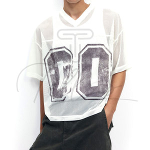 Nueva camiseta de malla holgada para hombre con estampado de letras, ropa masculina, camiseta holgada personalizada, ropa urbana para hombre - Product Image 1