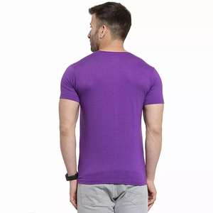 Camiseta de Punto Casual para Hombre, Cuello Redondo, Manga Corta, Ajustada, Color Morado - Product Image 2