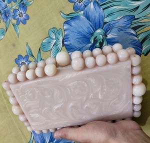 Bolso de mano acrílico verde claro efecto mármol con asa de cuentas gruesas, cartera rígida para fiesta nupcial, venta al por mayor - Product Image 6