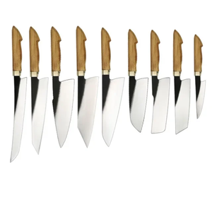 Ensemble de couteaux de cuisine professionnels Steel Craft International, 9 pièces, écologiques, multifonctions, lame en acier inoxydable Damas, bois - Product Image 1