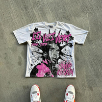 T-shirt graphique Lil Uzi Vert Pink Tape Never Reckon blanc surdimensionné, style streetwear hip-hop, unisexe