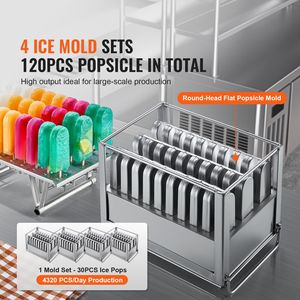 Macchina Commerciale per Ghiaccioli in Acciaio Inox, Set 4 Stampi, 120 Pezzi, Produttore di Ghiaccioli e Gelati su Stecco - Product Image 3