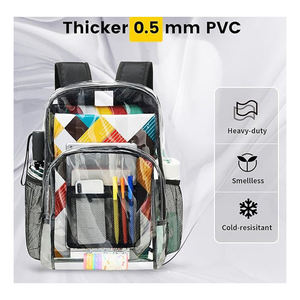 Clear Drawstring Backpack Mesh Pockets Geometric Pattern Metallic Material Multi-Function School Use Unisex Shoulder Strap <b>Solar</b> - Product Image 6