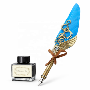 Set de Regalo de Diario de Cuero Vintage Hecho a Mano - Pluma de Caligrafía Antigua y Tinta con Diario de Borde Rústico en Caja de Lujo - Product Image 3