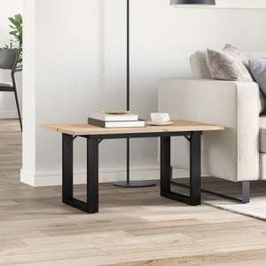 Table basse en bois massif de pin et acier avec structure en O, dimensions 31,5''x19,7''x15,7'' - Product Image 3