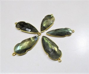 Connecteurs Cabochons en Labradorite Naturelle Bleue Éclatante en Forme de Pointe d'Flèche 15x40mm, Breloques à Monture Simple - Product Image 2