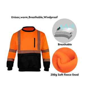 Hi Vis Reflective Long Sleeve Men High Visibility Comfortable Waterproof SafetyWorkwear Sweatshirt Custom Logo And Color - Product Image 5