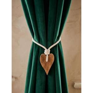Wooden Heart Curtain Tieback Rope Decorative Curtain Holdback Handmade <b>Tie</b> <b>Back</b> for Drapes Window Accessories Modern Home Decor - Product Image 2