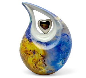 Urnas de Cremación para Adultos con Forma de Lágrima y Corazón, Acabado Colorido Antiguo, para Cenizas Funerarias, Metal, Latón/Aluminio - Product Image 2