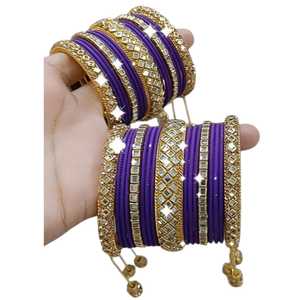 Bracelet traditionnel coloré pour femmes, en acier inoxydable, tailles et couleurs personnalisées, designs uniques, mariage pakistanais et indien - Product Image 1