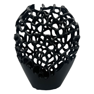 Vase de table en métal luxueux, fait main, design en treillis organique, récipient décoratif pour salon, intérieur de maison, à prix abordable - Product Image 1