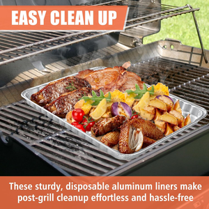 Bandeja para parrilla de barbacoa de papel de aluminio de grado alimenticio de alta calidad, bandeja para <span class=keywords><strong>galletas</strong></span>, sartén desechable ecológica de 13 pulgadas y 15 pulgadas - Product Image 3