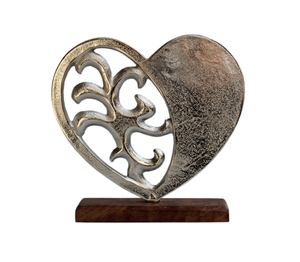Decoración Navideña de Metal con Forma de Corazón en Base de Madera, Ideal para Regalos, Bodas y Fiestas, un Obsequio Romántico - Product Image 1