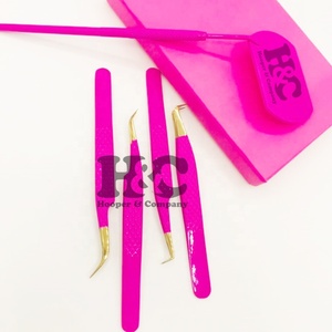 Hot Pink Stainless Steel Eyelash Extension Tweezers-Hooper Company HAC-T336 Model Durable Anti-Magnetic Custom Logo Sustainable - Product Image 5