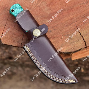 Cuchillo de hoja fija de acero de Damasco con punta de gota y patrón retorcido, espiga completa, para exteriores, EDC, caza, camping, bricolaje, regalos personalizados - Product Image 3