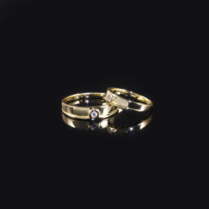 AMBER JEWELS Modern Geometric Hiphop Wedding Bands 14K <b>Gold</b> Plated Lab Grown Diamond Prong Setting Channel <b>Set</b> IGI <b>Rings</b> - Product Image 1