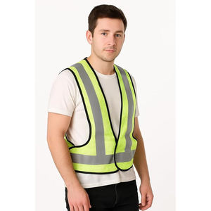 Gilet de sécurité haute visibilité ANSI Classe 3 Type R, couleur lime, en maille polyester respirante, fermeture à pression sur le devant, poche robuste intégrée - Product Image 3