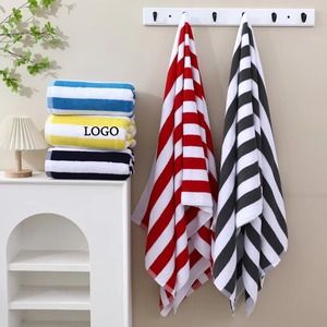 Toalla de Playa de Algodón a Rayas Roja y Blanca de Secado Rápido, Teñida con Hilo, Rectangular, Moderna, para Uso Adulto, Proveedor, Mejor Precio, Precio Económico - Product Image 1