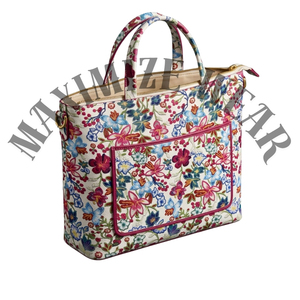 Luxury Floral Embroidered Business Tote | Slim Designer <b>Laptop</b> Bag for Women | Wholesale Custom Genuine Leather Handbag - Product Image 6