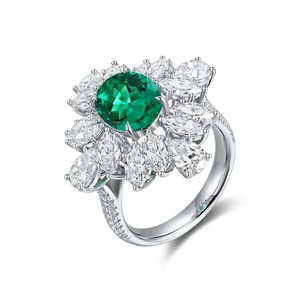 Anillo de Diamantes Ovalados de Platino, Joyería de Compromiso de Lujo para Mujer, Diamantes Naturales con Corte Ovalado, Certificados por IGI - Product Image 1