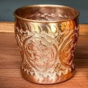 global buyer choice copper glass tumbler manufacturer copper drinking glass ayurvedic water cup exporter india metal <b>drinkware</b> s - Product Image 1