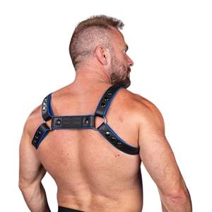 Harnais de poitrine en fausse fourrure pour homme, bleu, ajustable, premium, sexy, en dentelle, séchage rapide, respirant, pour clubbing - Product Image 4