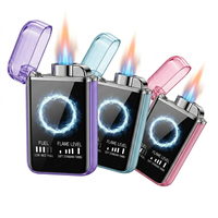 Briquet électronique intelligent LED rechargeable USB-C, design barre colorée, coupe-vent, pour cigarettes et barbecue