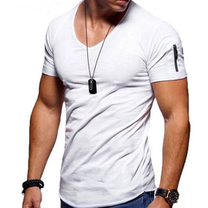 Camiseta Deportiva Ajustada con Cuello en V, Transpirable, Elástica, con Bolsillo con Cremallera, para Gimnasio, Ropa Casual, Ropa Deportiva y para Entrenamiento - Product Image 6