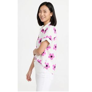 Chemise en rayonne pour femme à manches courtes, col ouvert, imprimé floral, coupe décontractée, boutonnée et longueur standard - Product Image 4