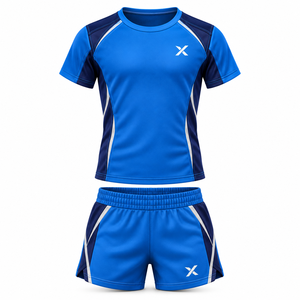 Vêtements de gymnastique pour jeunes et enfants |   Bleu marine à blocs de couleurs - Six couleurs |   Vêtements de sport en Spandex/Polyester |   Séchage rapide anti-odeur | - Product Image 1