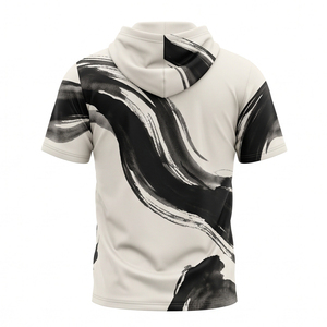 Custom Heat-Transfer Printed <b>Short</b> <b>Sleeve</b> <b>Hoodie</b> Mens Gym Workout Breathable Pullover Quick Dry Streetwear Athletic Running - Product Image 2