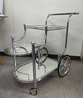 Chariot de service contemporain en fer et verre pour hôtel, cuisine, salle à manger, salon et atelier - Usage commercial