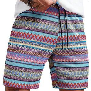 Shorts de plage pour hommes, imprimé aquarelle, taille élastique, cordon de serrage, décontracté, coloré, léger, pour l'été - Product Image 1