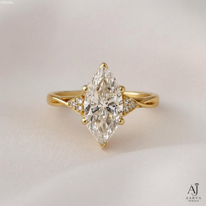 Anillo de Compromiso con Diamante Cultivado en Laboratorio, Corte Marquesa, Oro 14K, Joyería Nupcial Solitaria para Mujer - Product Image 6