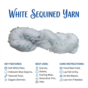 Fil de Soie de Mûrier Premium avec Paillettes Brillantes, Fil à Tricoter Doux et Scintillant, Matière de Tissage de Luxe pour Tenues de Soirée Élégantes - Product Image 6