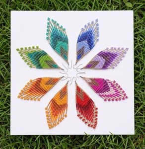 Billion Crafts Summer Resort Bohemian Geometric Miyuki Glass <b>Bead</b> <b>Fringe</b> Earrings Metallic Cap Cascade Tassel Dangle Party Jewel - Product Image 1