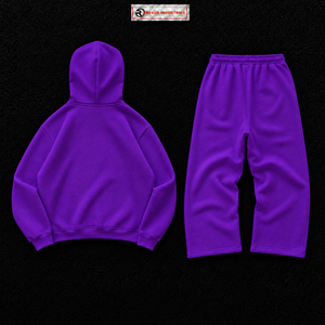 Conjunto Deportivo Personalizado Morado para Hombre, Sudadera con Capucha Extra Grande, Pantalones Jogger, Diseño Gráfico Negro, Ropa Deportiva Urbana, Venta al Por Mayor OEM - Product Image 6