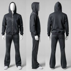 Unisex <b>Purple</b> Hooded Tracksuit Set Full Length Solid Color Casual Autumn Wear 100 Cotton Breathable Regular Fit - Product Image 6