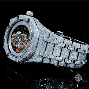 Reloj de Lujo con Incrustaciones de Diamantes y Moissanita, Movimiento ETA, Deportivo, de Acero Inoxidable, Esfera Esqueleto de 20 mm, Correa de Pulsera, Logotipo Personalizado - Product Image 3
