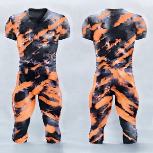 Uniforme de football pour homme à rayures de tigre sublimées, col en V, manches courtes, maillot ajusté et pantalon, évacuation de l'humidité, toutes saisons - Product Image 1