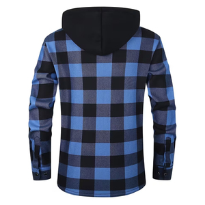 Adult Men's Hooded Woolen <b>Jacket</b> Button up Two Pockets Front Logo Casual Wear - Product Image 2