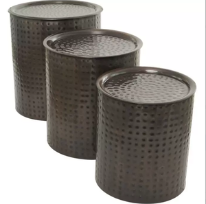 Wholesale Handmade <b>Nesting</b> Luxury Metal Bedside Coffee <b>Table</b> Set Hammered Cylinder Design 3 Metal Aluminium Living Room - Product Image 6