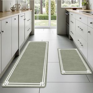 Set di 2 Tappeti da Cucina Verde Salvia Stile Retrò Elegante, Antifatica, Impermeabili, Antiscivolo, Resistenti - Product Image 5