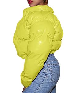 Chaqueta Acolchada para Mujer Hecha en Pakistán, Nueva Llegada, Chaqueta Acolchada para Mujer, Color Amarillo, Cuello Camisero, Chaqueta Corta - Product Image 5