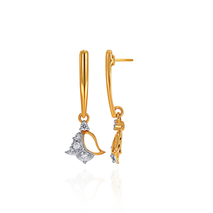 Pendientes de Lujo con Diseño Floral en Oro de 14K, con Delicado Acento de Diamantes, para Ocasiones Especiales - Product Image 3
