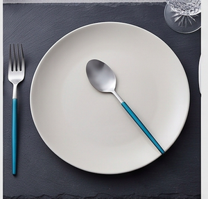 Cuillères à café en acier inoxydable avec manches bleus, finition miroir haute brillance, design minimaliste, résistantes à la rouille, ensemble d'ustensiles de cuisine - Product Image 5