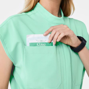 Women's Mint Green <b>Scrub</b> Jumpsuit With <b>Cap</b> Sleeves Elastic Waist Hospital Uniforms For Medical Staff - Product Image 5