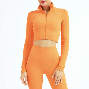 Women's Gym <b>Workout</b> 3 Piece Yoga Outfit Sports Bra Leggings <b>Jacket</b> Custom Fitness Clothing Wholesale - Product Image 1
