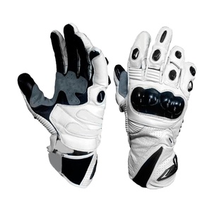 Guantes de cuero transpirables antideslizantes negros/blancos unisex para carreras de motos ciclismo deportes al aire libre - Product Image 1